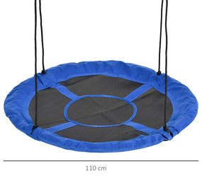 Outsunny Leagăn cu formă de cuib de pasăre rotundă Panier Ø 110 cm 4 inele incluse metal epoxidic Oxford de înaltă densitate Albastru | Aosom Romania