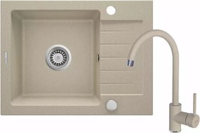 Set chiuveta bucatarie si baterie Deante Zorba finisaj bej periat 58x44cm