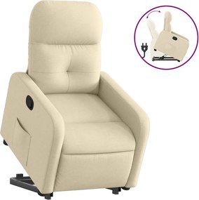 vidaXL Fotoliu rabatabil cu ridicare pe verticală, crem, textil