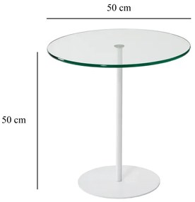 Măsuță laterală CHILL 50x50 cm alb/transparent