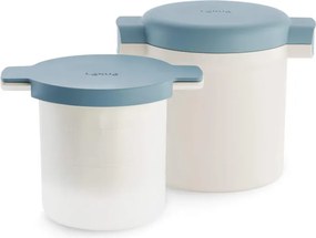 Set cupe preparare kefir si iaurt Lekue 1010155, 18,5 x 14,5 x 15,5 cm, +4°C / +90°C, Alb/Albastru