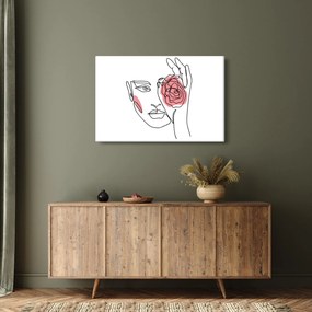 Tablou - Linie de artă față cu trandafir (90x60 cm)
