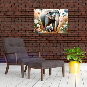 Tablou - Mama elefant, acuarelă (70x50 cm)