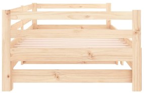 Pat de zi extensibil, 2x(80x200) cm, lemn masiv de pin Maro
