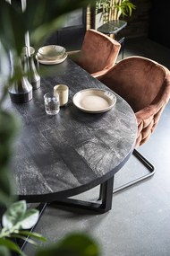 Masa ovala cu blat din lemn de stejar Steven 200x100x76 cm neagra