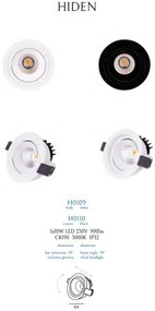 Spot LED directionabil, incastrabil tavan fals / plafon IP32 HIDEN alb H0109 MX