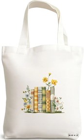 Sacosa de Panza pentru Cumparaturi, Geanta Tote, model Books 9 38 x 34.5 cm, Alba, BEKZ®