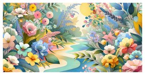 Tablou flori de primăvară lângă râu