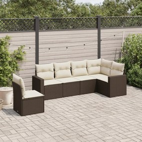 vidaXL Set canapele de grădină cu perne, 6 piese, maro, poliratan