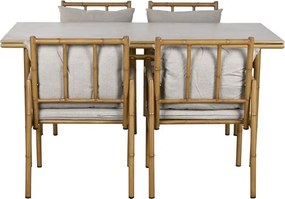 Set dining exterior din aluminiu și stofă, masă și 4 scaune, bej, "Ceylon"