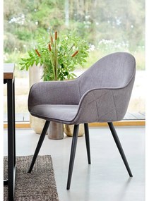 Scaun de sufragerie gri cu cotiere tapițat Minto – Unique Furniture