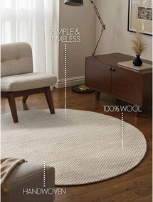 Covor crem țesut manual rotund din lână ø 160 cm Lyon Beans – Elle Decoration