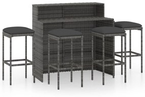 3064880 vidaXL Set mobilier bar de grădină cu perne, 5 piese, gri