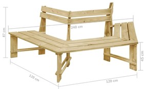 Banca de gradina, 240 cm, lemn de pin tratat 1, 240 x 208 x 87 cm, 1