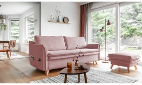 Canapea roz-deschis extensibilă 225 cm Charming Charlie – Miuform