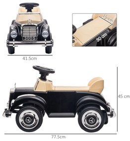 AIYAPLAY Portator Copii Mașină Licențiat Mercedes-Benz 300S 18-48 luni depozitare sub scaun negru | Aosom Romania