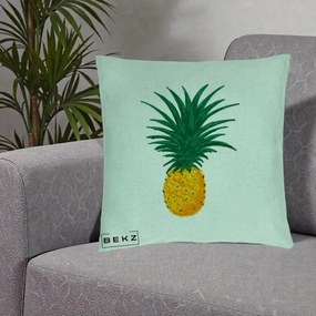 Perna Decorativa Ananas Tropical, 40x40 cm, Verde Menta, Husa Detasabila, Perna Inclusa, BEKZ®