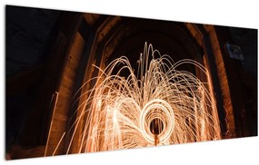 Tablou - Show de lumini deasupra șinelor (120x50 cm)
