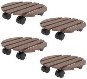 Outsunny Lot de 4 suporturi rotunde Ø30 cm pentru plante - suport pentru ghivece cu roți, interior și exterior | Aosom Romania