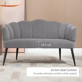 HOMCOM Canapea 132 cm pentru dormitor, mobilier modern din catifea, canapea mica tapitata pentru spatii mici, gri | Aosom Romania