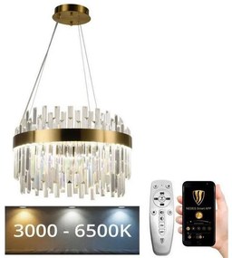 Lustră LED dimabilă pe cablu LED/70W/230V 3000-6500K auriu + telecomandă