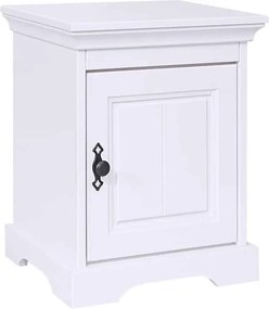 Noptieră lemn masiv alb Amelia 1 compartiment, 45 × 38 × 55 cm