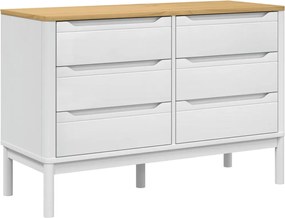 vidaXL Comodă cu sertare „FLORO”, alb, lemn masiv de pin