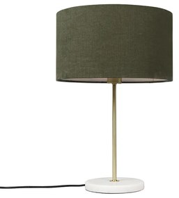 Lampă de masă din alamă cu abajur verde 35 cm - Kaso