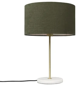 Lampă de masă din alamă cu abajur verde 35 cm - Kaso