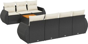 vidaXL Set mobilier de grădină cu perne, 8 piese, negru, poliratan