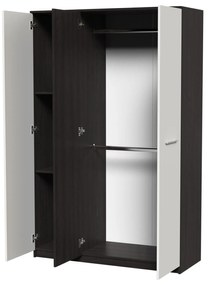 Dormitor Luiza 3U5P, culoare magia (wenge) / alb, cu pat standard 140 x 200 cm, dulap cu 3 usi, comoda si 2 noptiere