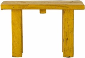 Măsuță decorativă din lemn reciclat, galben, blat dreptunghiular pe picioare înclinate, finisaj vopsit, 24 x 30 x 18 cm, „Porir”