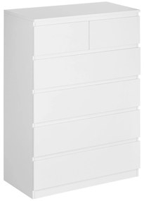 HOMCOM Comodă, Dulap de Depozitare cu 6 Sertare pentru Dormitor, Living, 80x39x115 cm, Alb | Aosom Romania