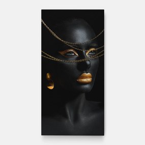 Tablou Canvas, 50x100cm, Dormitor si Living, Femei, Black and Gold, Gold Chain Woman