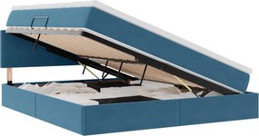vidaXL Pat cu storage cu saltea Albastru închis 160 x 200 cm Catifea