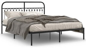 376603 vidaXL Cadru de pat metalic cu tăblie, negru, 160x200 cm