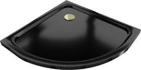 Mexen Flat recepție semicirculară slim 100 x 100 cm, negru, sifon auriu - 41701010G