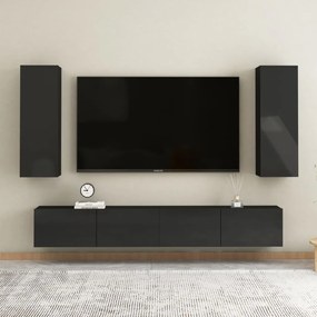Comoda TV, negru extralucios, 30,5x30x90 cm, PAL 1, negru foarte lucios, 30.5 x 30 x 90 cm