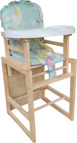 Scaun de masa pentru copii si bebe transformabil in masuta NOVOKIDS™ Wooden Table Chair, Din lemn masiv, Centura de siguranta, Sezut comfortabil
