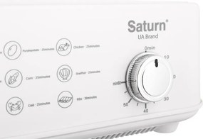 Aparat de gatit cu aburi Saturn ST-EC1187, 1500W, 12 l, Oprire automata, Indicator nivel apa, Alb