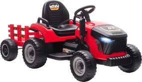 AIYAPLAY 2 în 1 Tractor Electric pentru Copii 3-8 Ani cu Remorcă Detașabilă, Telecomandă, Muzică, Lumini, Roșu | Aosom Romania