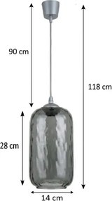 Brilagi - Lustra LED suspendată pe cablu R GLASS 1xE27/60W/230V pr. 14 cm argintiu/gri fumuriu