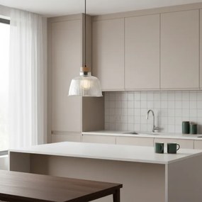 Lampă suspendată cu cablu ASTA 1x E27/60W/230V Ø 28 cm, stejar