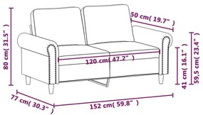 Canapea cu 2 locuri, maro, 120 cm, piele ecologica Maro, 152 x 77 x 80 cm