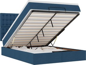 vidaXL Cadru de pat otoman cu saltea țesătură albastră 140x190cm