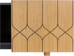 Masă TV neagră/în culoare naturală cu aspect de lemn de stejar 175x60 cm Porto – Woodman