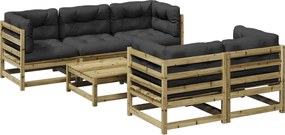 vidaXL Set canapele de grădină cu perne, 6 piese, lemn de pin tratat
