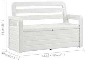 Banca de gradina cu depozitare, alb, 132,5 cm, plastic 1, Alb, 1