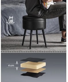 Taburet din piele CORE, negru