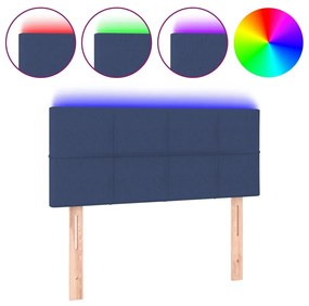 3121608 vidaXL Tăblie de pat cu LED, albastru, 100x5x78/88 cm, textil
